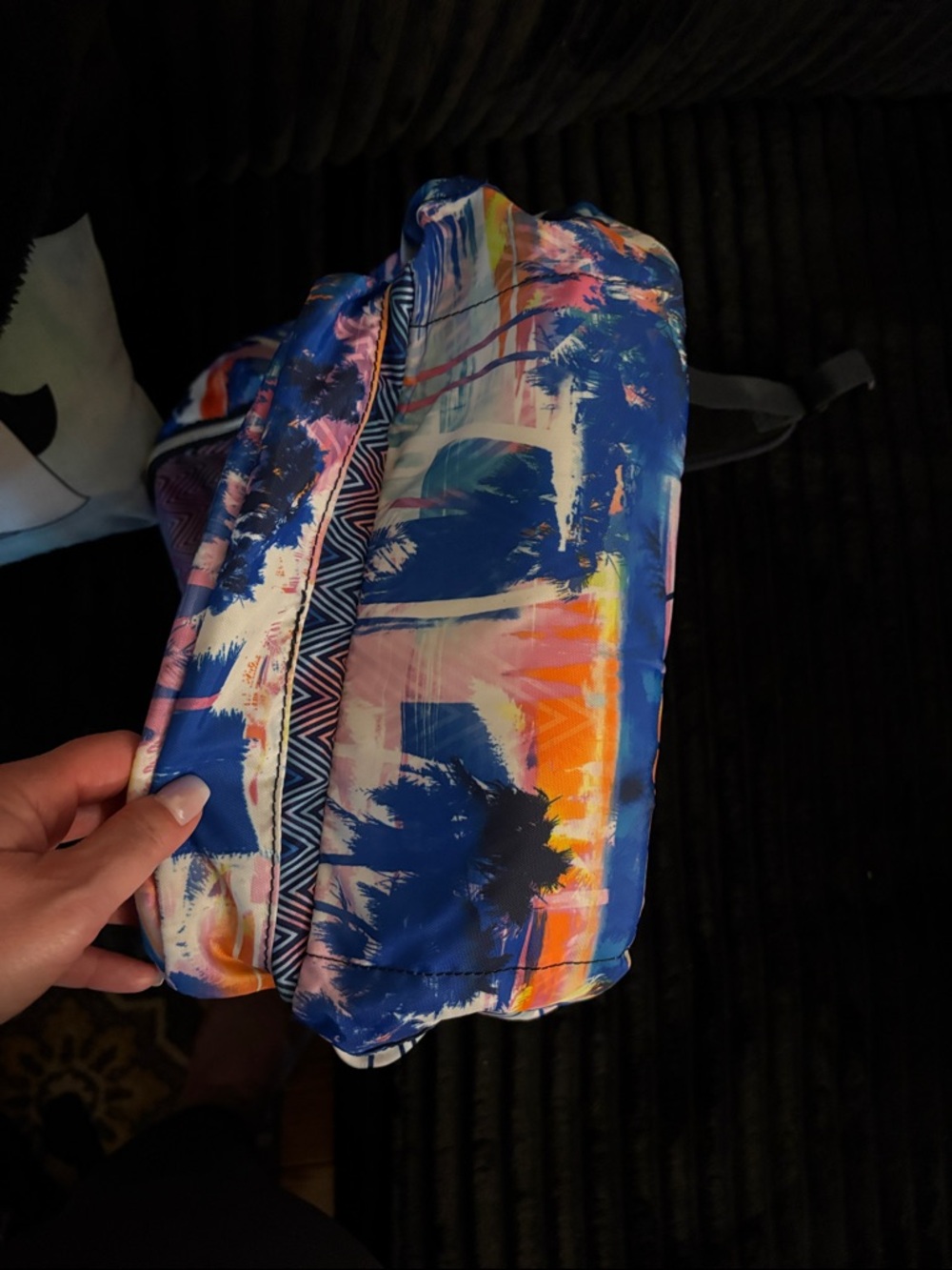 Kipling Blue & Pink Palm-Print Backpack - Picture 5 of 7